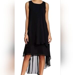 Kate and Mallory Sleeveless Tunic Split Back Asymmetrical Hem S. Black